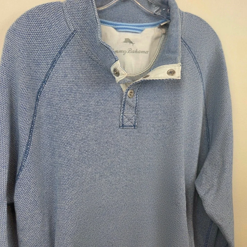 Tommy Bahama Cedar Springs Mens XL Blue Quarter Snap Pullover Sweater Mock Neck
